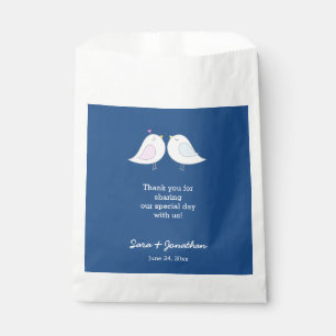Sachets En Papier De mignons Inséparables sur le Merci Mariage bleu