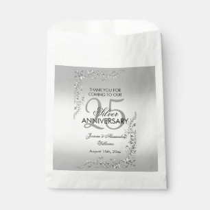 Sachets En Papier Décoration élégante en argent 25e anniversaire de 