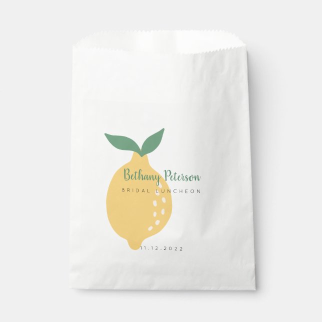 Sachets En Papier Déjeuner nuptial moderne de citron jaune (Devant)