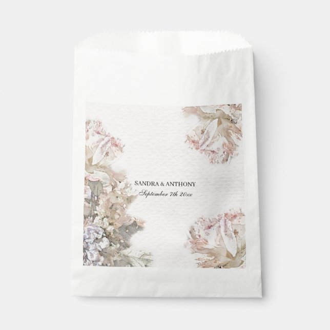 Sachets En Papier Délicat Mariage floral aquarelle (Devant)