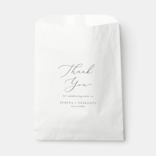 Sachets En Papier Delicate Silver Calligraphy Thank You Wedding