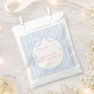 Sachets En Papier Dessert de Baby Shower Floral Fancy Vintage Bleu