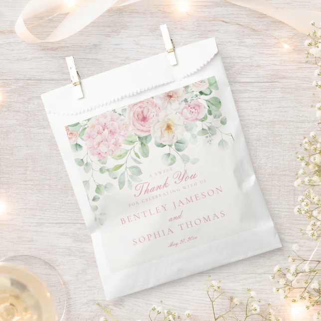 Sachets En Papier Dessert Mariage de l'Hydrangée végétale rose (Coupé)