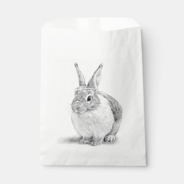 Sachets En Papier Dessin au crayon de lapin mignon (Devant)