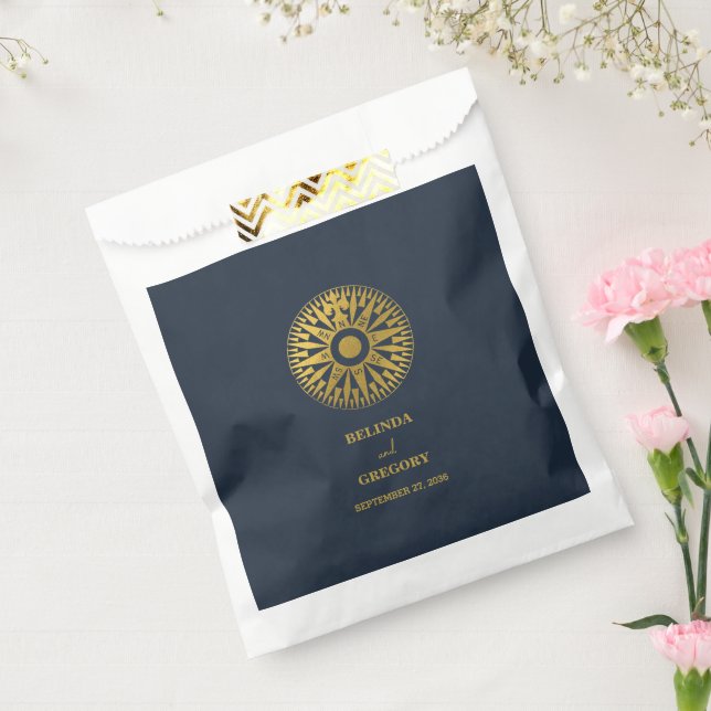 Sachets En Papier Destination Mariage Passeport Compass Mariage Fave (Scellé)