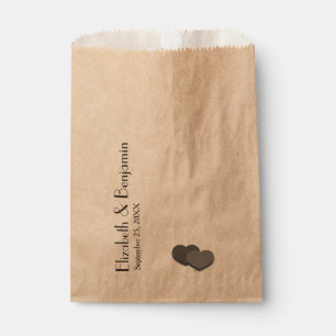 Sachets En Papier Deux Coeurs modernes Noms personnalisés Date Maria