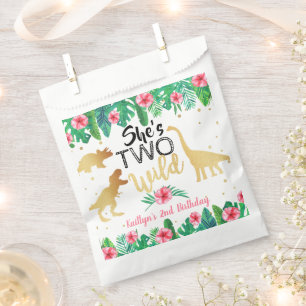 Sachets En Papier Deux Dinosaures Filles sauvages 2e fête d'annivers