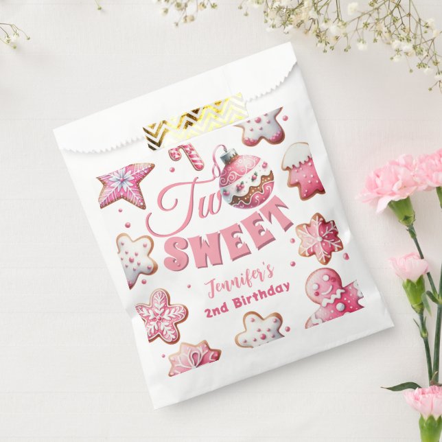 Sachets En Papier Deux douce fille rose biscuit Noël 2e anniversaire (Scellé)