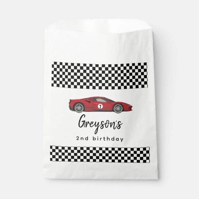 Sachets En Papier Deux Fast Race Car Boy 2e fête d'anniversaire (Devant)