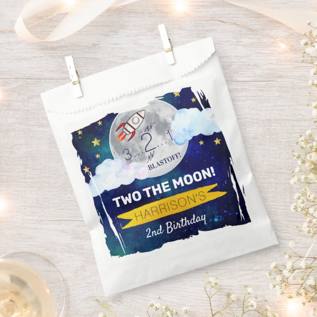 Sachets En Papier Deux La Lune 2e fête d'anniversaire (Coupé)