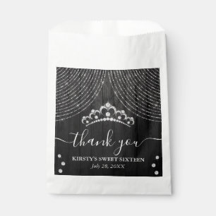Sachets En Papier Diadème en diamant argenté sur Sweet Sixteen en bo