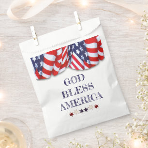 Sachets En Papier Dieu patriotique bénir l'Amérique Rouge Blanc Bl