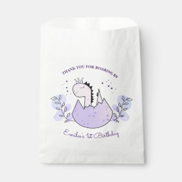 Sachets En Papier Dinosaur Anniversaire Pink Purple Merci