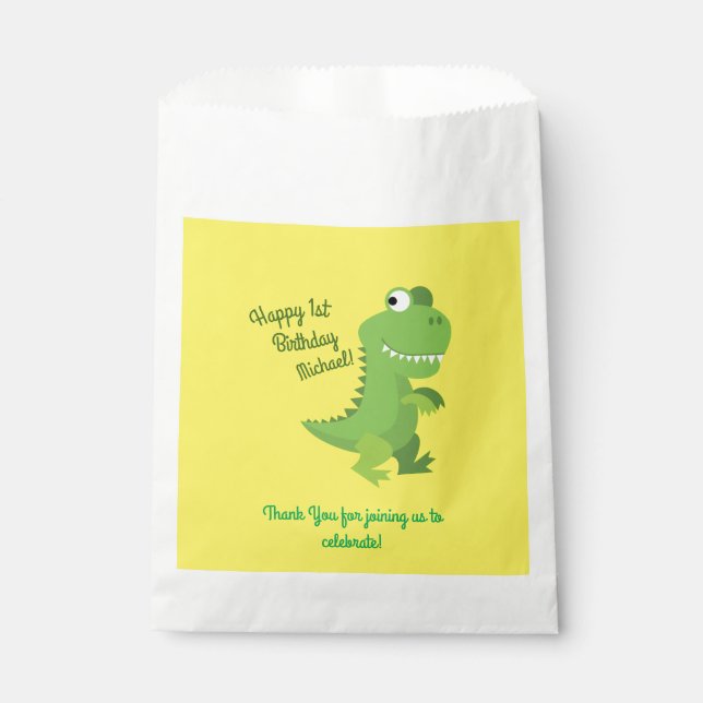 Sachets En Papier Dinosaur fête d'anniversaire (Devant)