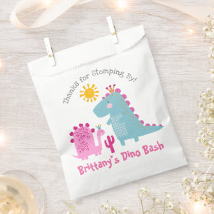 Sachets En Papier Dinosaures roses mignonnes Merci d'anniversaire fi