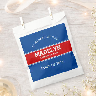 Sachets En Papier Diplôme personnalisé bleu et rouge