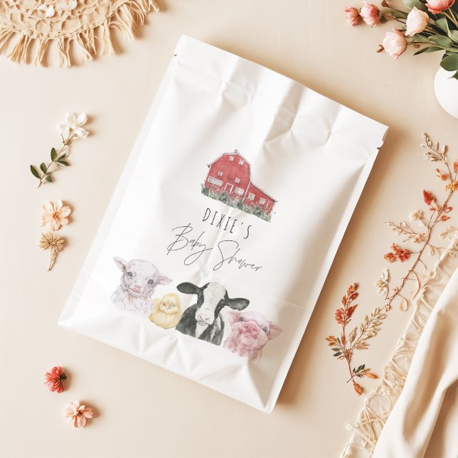 Sachets En Papier DIXIE Mignonne Pays Rouge Grange Bébé Animaux (Créateur téléchargé)