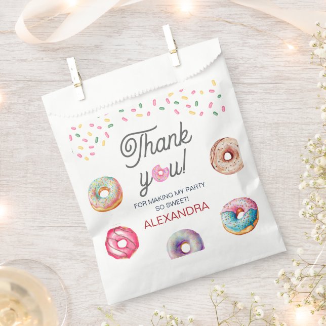Sachets En Papier Donut sucré un rose 1er anniversaire fête (Coupé)