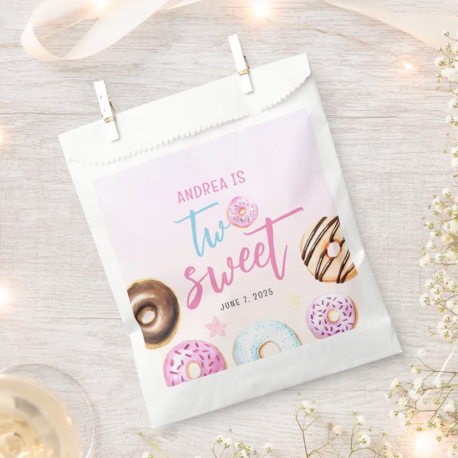Sachets En Papier Donut Two Sweet Girl 2e anniversaire (Coupé)