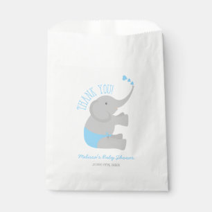 Sachets En Papier Douce Baby Shower Éléphant Gris Bleu