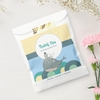 Sachets En Papier Douce Baby Shower Nautique Baleine Calamar Jaune