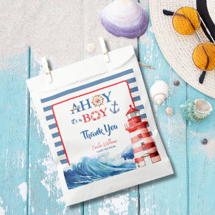 Sachets En Papier Douce Rayée Bleue Rouge Nautical Ahoy Garçon