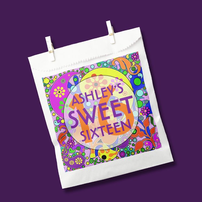 Sachets En Papier Douceur colorée 16 Anniversaire (Créateur téléchargé)