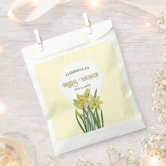 Sachets En Papier Douche de Mariée Aquarelle Jonquilles Jaune Clair  (Coupé)