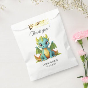 Sachets En Papier Dragon Bébé Bleu Vert Merci personnalisé