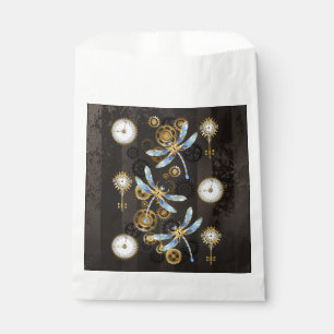 Sachets En Papier Dragonflies de Steampunk sur arrière - plan rayé b