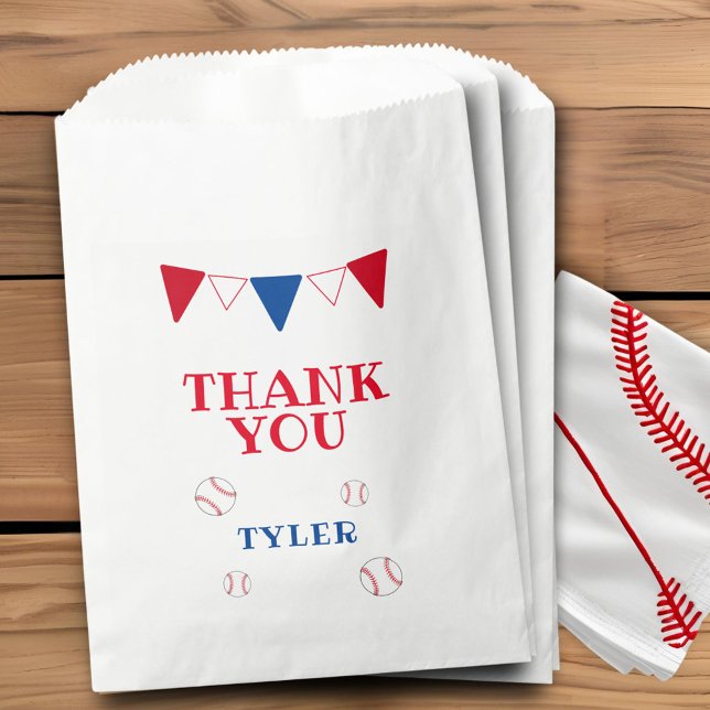 Sachets En Papier Drapeaux de baseball de baseball Merci d'anniversa (Créateur téléchargé)