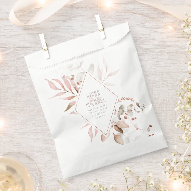 Sachets En Papier Dreamy Foliage Mariage Blush Pink ID817 (Coupé)