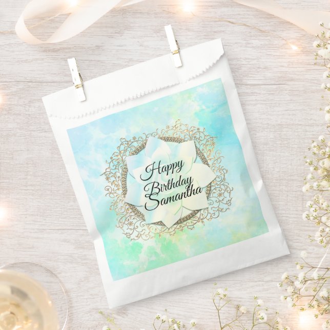 Sachets En Papier Dreamy Pastels Lotus Flower Custom Anniversaire (Coupé)