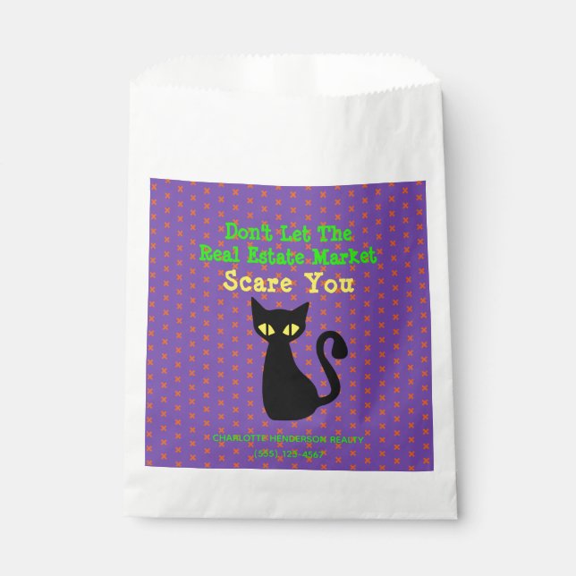 Sachets En Papier Drôle Chat Noir Immobilier Halloween Treat (Devant)