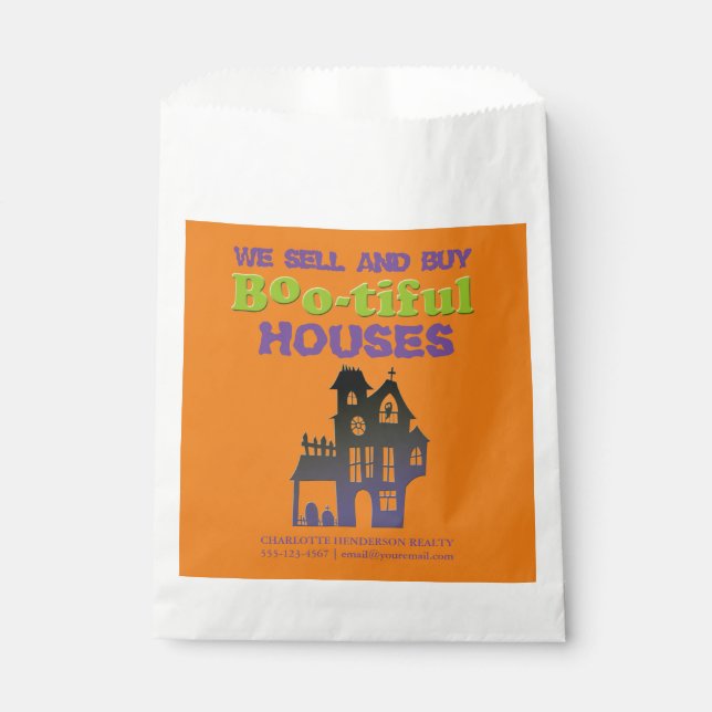 Sachets En Papier Drôle Halloween Maison hantée Traite immobilier (Devant)
