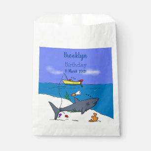 Sachets En Papier Drôle requin couché et dessin animé de pêche