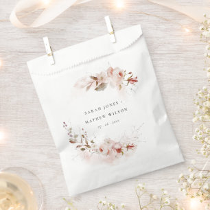 Sachets En Papier Dusky Fall Marsala Blush Floral Wreath Mariage