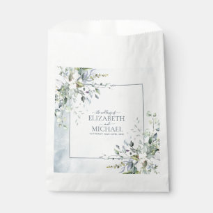 Sachets En Papier Dusty Blue Botanical Greenery Mariage d'aquarelle