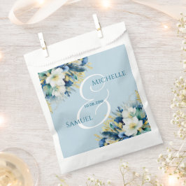 Sachets En Papier Dusty Blue Gold Parties scintillant Floral Mariage