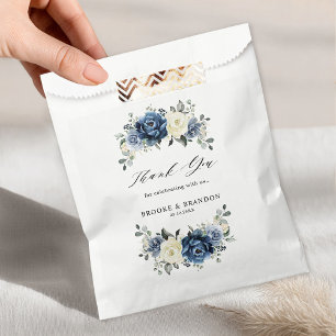 Sachets En Papier Dusty Blue Navy Champagne Ivory Floral Mariage