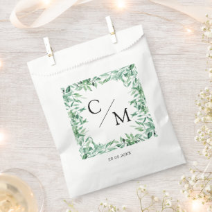 Sachets En Papier Eeucalyptus monogramme simple et élégant