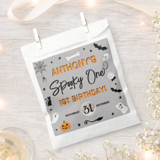 Sachets En Papier ÉFFRAYANT ! Fête du 1er anniversaire d'Halloween (Coupé)