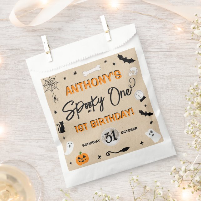 Sachets En Papier ÉFFRAYANT ! Fête du 1er anniversaire d'Halloween (Coupé)