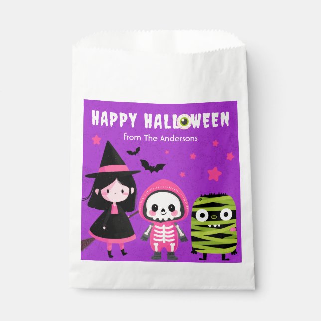 Sachets En Papier Éffrayant Mash Monstre Purple Joyeux Halloween (Devant)