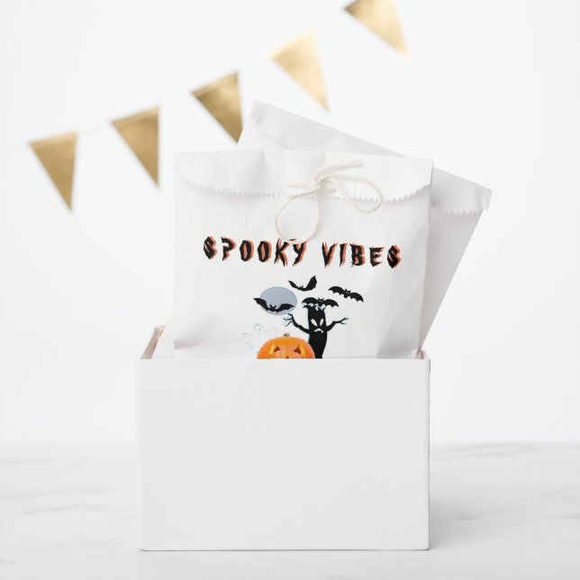 Sachets En Papier Éffrayant Vibes Ghost Citrouille Halloween Design (Fête)