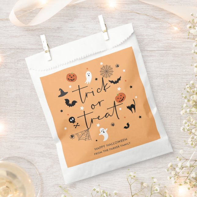 Sachets En Papier Éffrayante fête d'Halloween Orange (Coupé)