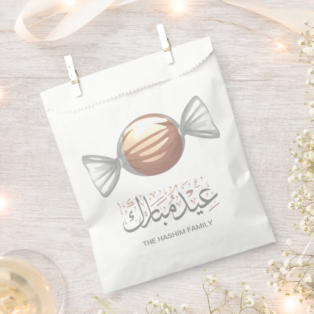 Sachets En Papier Eidiya Sweets Arabe Aïd Moubarak Personnalisé (Coupé)