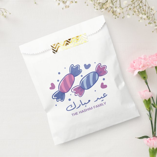 Sachets En Papier Eidiya Sweets Arabe Aïd Moubarak Personnalisé (Scellé)