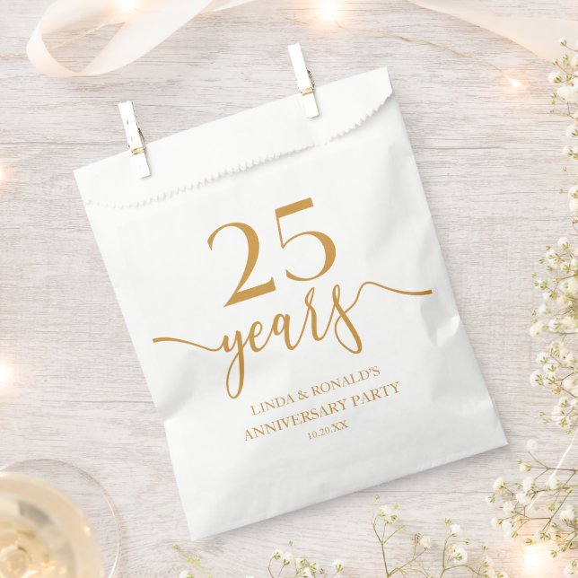 Sachets En Papier Élégant 25e anniversaire de Mariage Champagne (Coupé)