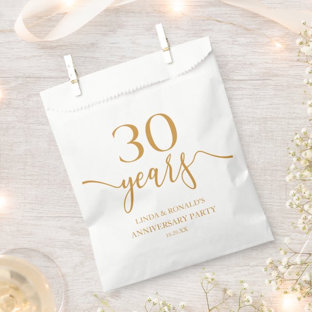 Sachets En Papier Elégant 30e anniversaire de Mariage Champagne (Coupé)